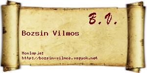 Bozsin Vilmos névjegykártya